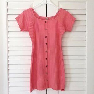 Roxy 90s Ribbed Mini Dress S Coral Great Condition